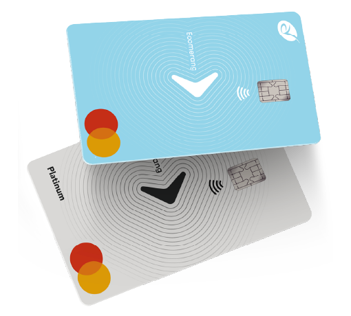 Tarjeta de crédito azul con cashback boomerang