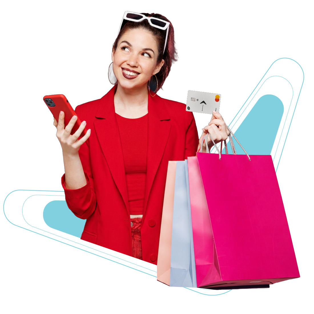 mujer compra ropa con la tarjeta de credito boomerang