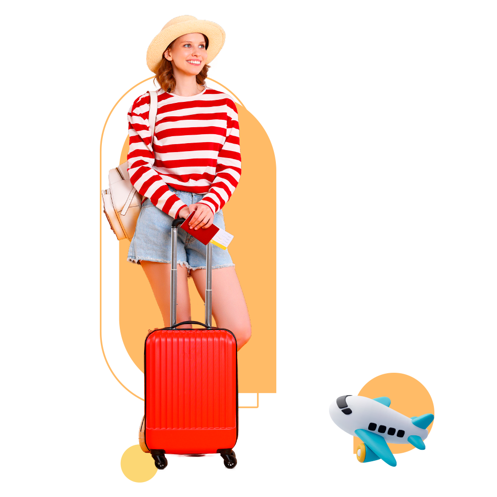 Chica con maleta para viajar