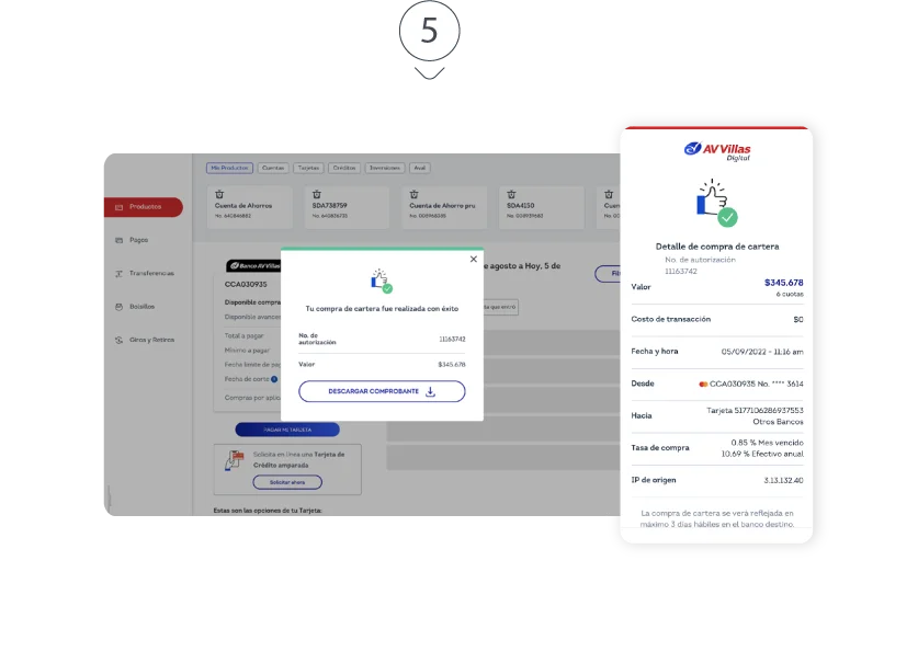 Compra de cartera desde la banca virtual paso 5